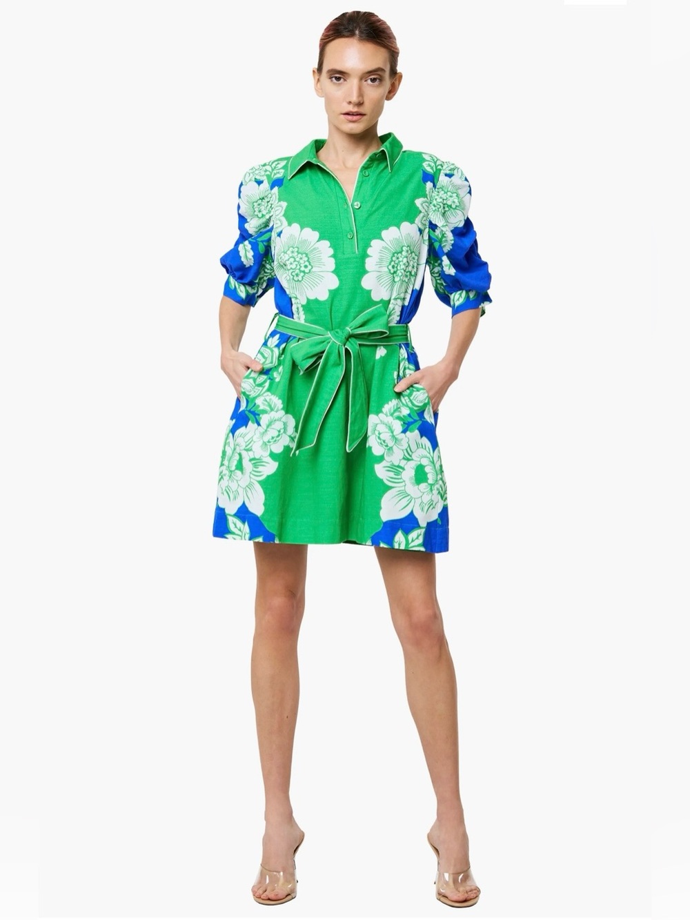Ciebon Annsley Print Tie Waist Minidress. Size Medium
